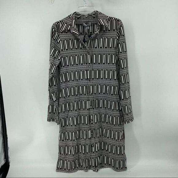 Jude Connally Geometric Dress Scuba Long‎ Sleeve Career Casual Stretch USA S - Picture 1 of 6